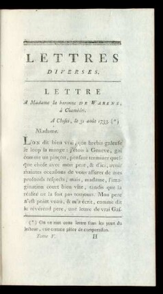 Lettres Diverses.