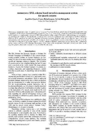 memasysco: XML schema based metadata management system for speech corpora