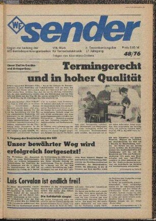 Betriebszeitung 'WF-Sender', Nr.48/1976 (4. Dezemberausgabe 1976)
