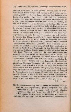178-181 [Rezension] Richstaetter, Carl, Die Herz-Jesu-Verehrung des deutschen Mittelalters