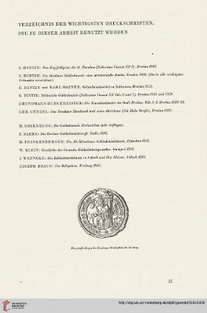 Verzeichnis der wichtigsten Druckschriften, die zu dieser Arbeit benutzt wurden