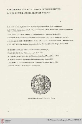 Verzeichnis der wichtigsten Druckschriften, die zu dieser Arbeit benutzt wurden