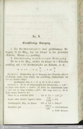 Nr. 9. Gleichförmige Bewegung