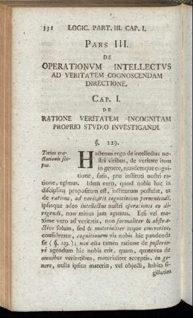 Pars III. De operationum intellectus ad veritatem cognoscendam directione.