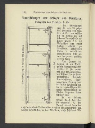 Vorrichtungen zum Belegen und Versilbern