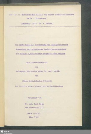 Die histochemische Darstellung und semiquantitative Auswertung der alkalischen Leukozytenphosphatase als moderne hämatologisch-diagnostische Methode
