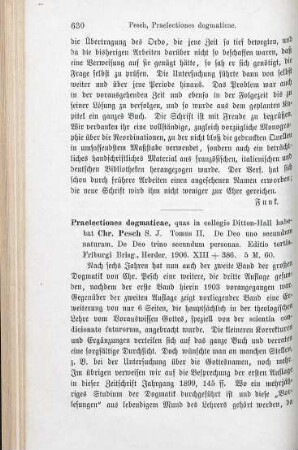 630-631 [Rezension] Pesch, Christian, De Deo Uno secundam naturam, De Deo Trino secundum personas