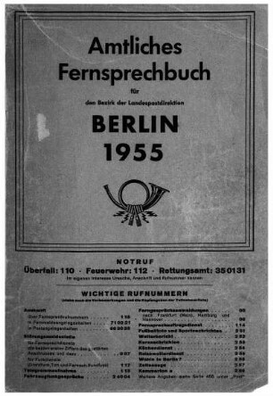 1955: Amtliches Fernsprechbuch für den Bezirk der Landespostdirektion Berlin