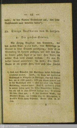 53. Einige Anekdoten von D. Luther