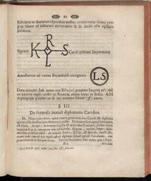 §. III. De formula initiali diplomatis Carolini.