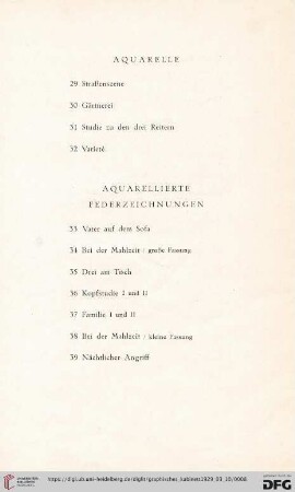 Aquarellierte Federzeichnungen (Nr. 33-39)