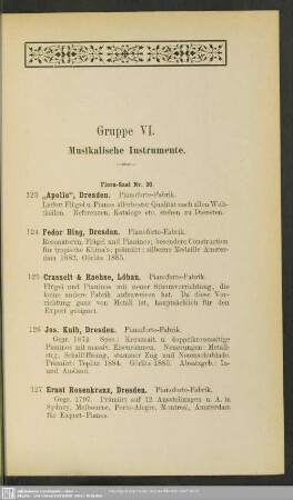 Gruppe VI. Musikalische Instrumente