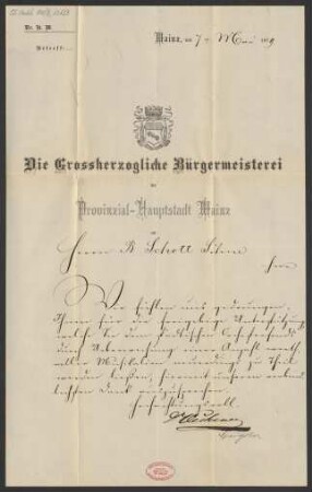 Brief an B. Schott's Söhne : 07.05.1879