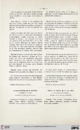 Vorstands-Sitzung am 13. Mai 1897 / Séance du Comité du 13 mai 1897