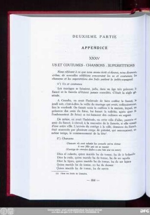 XXXV Us Et Coutumes - Chansons - Superstitions