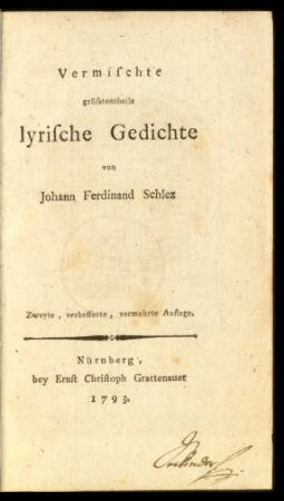 Vermischte größtentheils lyrische Gedichte
