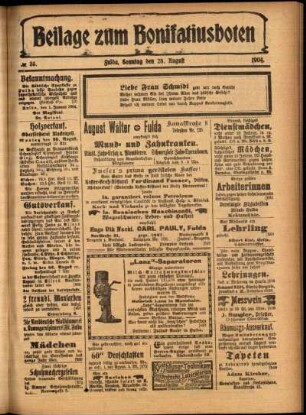 Zweite Ausgabe vom Sonntag, den 28. August 1904.