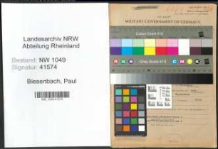 Entnazifizierung Paul Biesenbach , geb. 18.01.1920 (Kassierer)