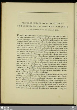 Die Wirtschaftliche Bedeutung Der Leipziger Graphischen Industrie