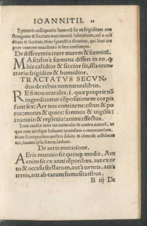 Tractatus Secundus de rebus non naturalibus.