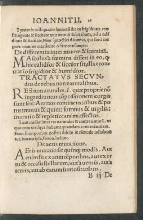 Tractatus Secundus de rebus non naturalibus.