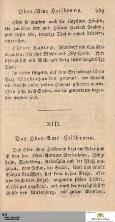 XIII. Das Ober-Amt Heilbronn