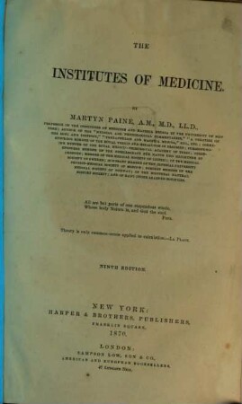 The Institutes of Medicine : Martyn Paine