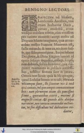 Benigno Lectori.