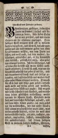 Um Geist und Andacht zu beten. - Danck- Gebeth nach der Beicht.