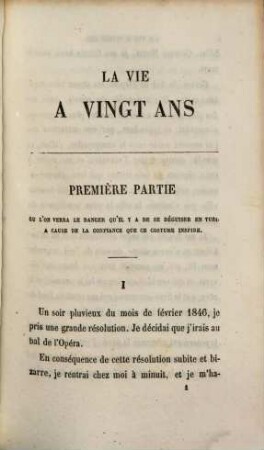 Lavie à vingt ans par Alexandre Dumas fils : (Collection Michel Lévy)