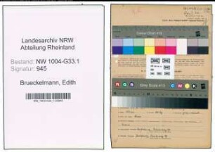 Entnazifizierung Edith Brueckelmann , geb. 25.07.1899 (Lehrerin)