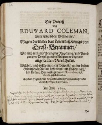 Der Prozeß Des Eduard Coleman, [...]