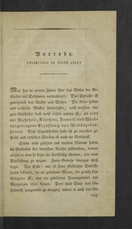 Vorrede. (Geschrieben im Herbst 1811.)
