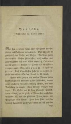 Vorrede. (Geschrieben im Herbst 1811.)