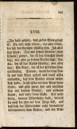 255-269, XVIII. "Ihr habt gehört, daß zu den Alten gesagt ist: ...