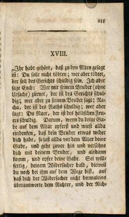 255-269, XVIII. "Ihr habt gehört, daß zu den Alten gesagt ist: ...