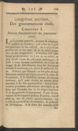 Cinquiéme Section. Des gouvernemens civils