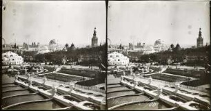 Paris, Weltausstellung 1900, Gesamtansicht des Ausstellungsgeländes vom Trocadéro-Hügel