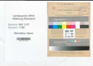 Entnazifizierung Heinz Sternitzke , geb. 28.10.1914 (Musiker)