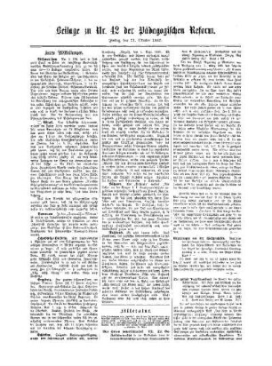 Kurze Mitteilungen : Beilage zu No. 42 der Pädagogischen Reform