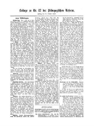 Kurze Mitteilungen : Beilage zu No. 42 der Pädagogischen Reform