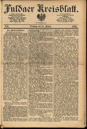 Erste Ausgabe vom Dienstag, den 21. Januar 1896.