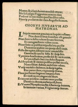 Chorus Musarum Ad Matronas.