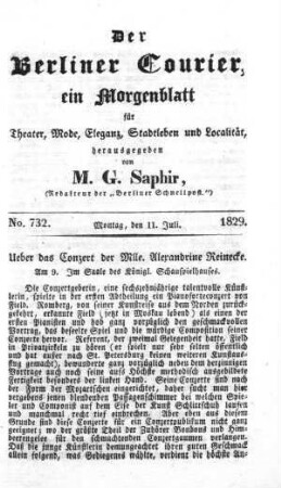 No. 732., Montag, den 11. Juli 1829