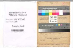 Entnazifizierung Karl Roehrig , geb. 18.01.1889 (Verkaufsleiter)