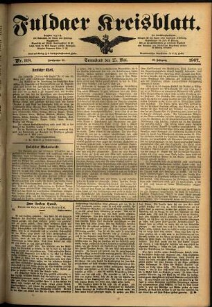 Ausgabe vom Samstag, den 25. Mai 1907.