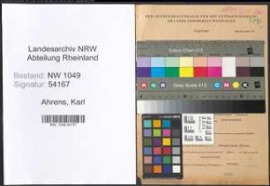Entnazifizierung Karl Ahrens , geb. 19.02.1895 (Kaufmaennischer Angestellter)