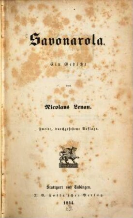 Savonarola : Ein Gedicht
