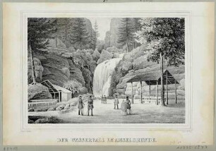 Der Amselfall im Amselgrund zwischen Rathewalde und Rathen in der Sächsischen Schweiz, aus der Zeitschrift Sachsen Sonst und Jetzt 1848