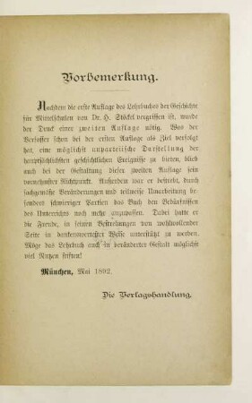 Vorbemerkung